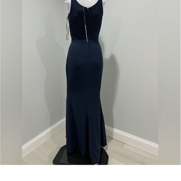 DRESS THE POPULATION Iris V-Neck Side Slit Gown size XL midnight blue - Picture 9 of 11